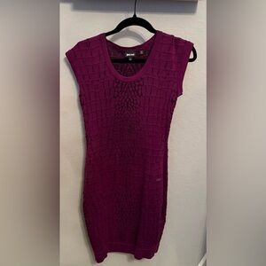 Just Cavalli Purple Knit Bodycon Dress XL Textured Stretch Made in Italy